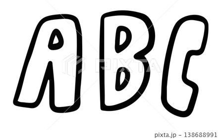 Hand writing ABC alphabet letter outline for a to z, font, typography, text, message, initials, education book, name design, kids and children, patch, icon, kid drawing style, back to school, learning 138688991