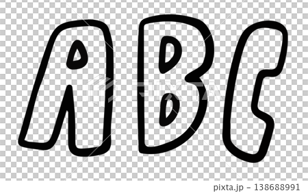 Hand writing ABC alphabet letter outline for a to z, font, typography, text, message, initials, education book, name design, kids and children, patch, icon, kid drawing style, back to school, learning 138688991