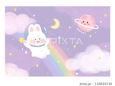 Collection of cute kawaii baby animal and nursery seamless patterns with soft pastel tones 138689136