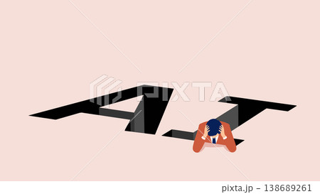 AIの落とし穴、生成AIのリスクと失敗を表現したビジネスイラスト 138689261