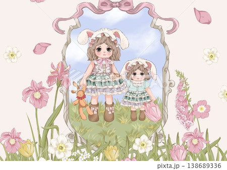 Collection of cute whimsical animal and winter nursery illustrations with soft pastel tones Collection of cute whimsical animal and winter nursery illustrations with soft pastel tones 138689336