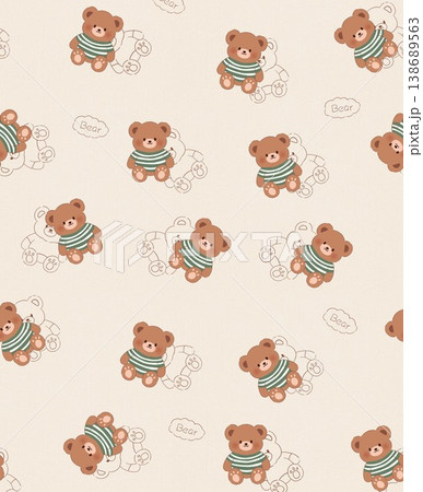 Collection of cute vintage baby animal seamless patterns with soft pastel tones 138689563