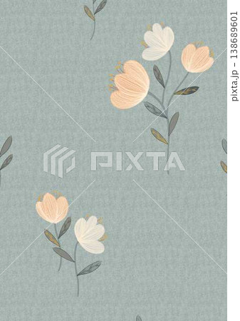 Collection of delicate vintage botanical seamless patterns with soft muted tones Collection of delicate vintage botanical seamless patterns with soft muted tones 138689601