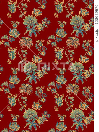Collection of delicate vintage botanical seamless patterns with soft muted tones 138689676