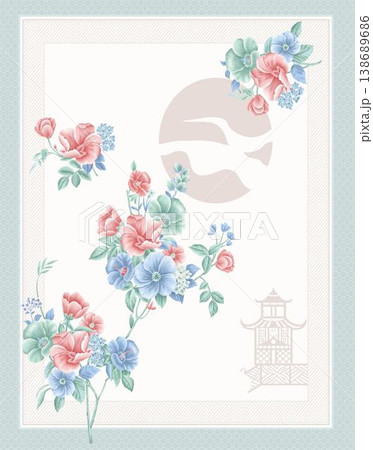Collection of delicate vintage botanical seamless patterns with soft muted tones 138689686