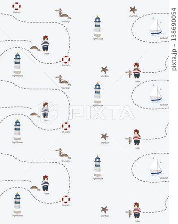 Collection of cute kawaii baby animal and nursery seamless patterns with soft pastel tones 138690054