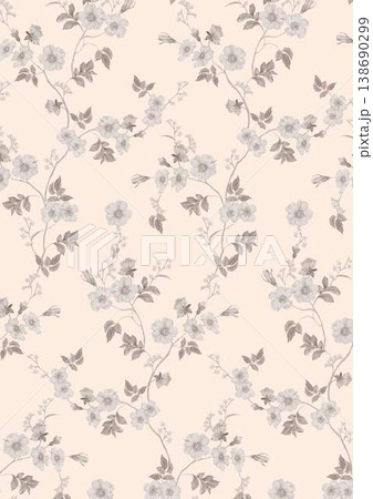 Collection of elegant vintage floral and toile de jouy seamless patterns with muted tones 138690299