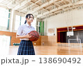 バスケットボールを持つ女子高生の顔 138690492