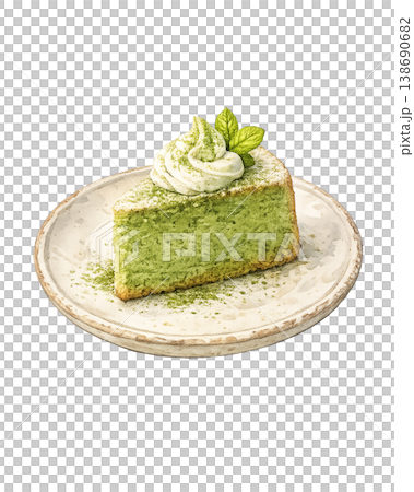 抹茶蛋糕插圖，日式甜點 138690682