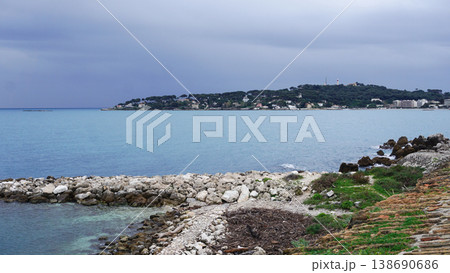 Beach near old city of Antibes at France Beach near old city of Antibes at France 138690686