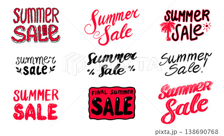 Summer sale banner with lettering for shopping adds. Brush drawn letters low prices  138690768