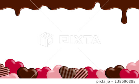 溶けた滴るチョコ バレンタイン Valentine's Day フレーム　16:9	 138690888