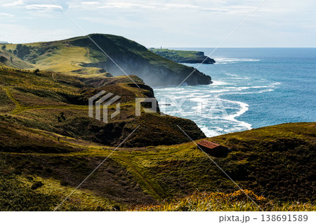 Picturesque coastal cottage on Cape Quejo, Cantabria, Spain, with ocean views. Picturesque coastal cottage on Cape Quejo, Cantabria, Spain, with ocean views. 138691589