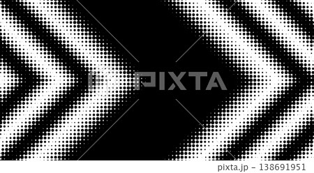 Halftone arrow background with dotted gradient texture. Modern geometric pattern with directional chevrons and dynamic motion effects for digital design templates. 138691951