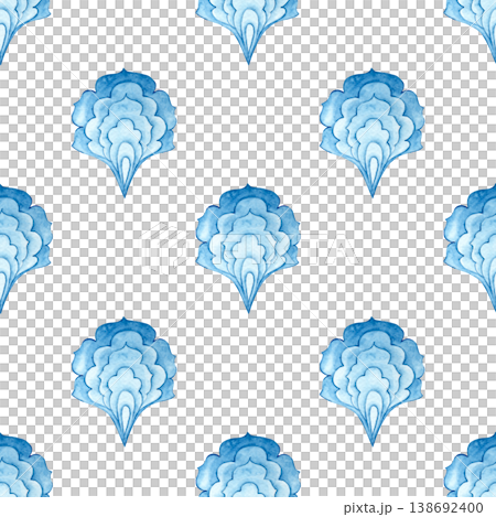 Watercolor seamless pattern of blue scale ornaments Watercolor seamless pattern of blue scale ornaments 138692400