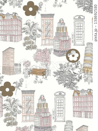 Collection of elegant vintage watercolor floral and bird seamless patterns with soft muted tones 138692580