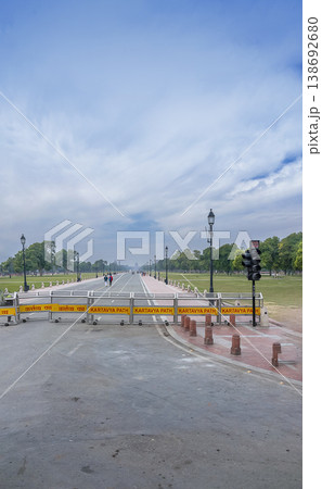Road and road sign when touring to wonders of the world place India Gate an UNESCO world heritage site at Delhi, India on 6th March 2024.. Road and road sign when touring to wonders of the world place India Gate an UNESCO world heritage site at Delhi, India on 6th March 2024.. 138692680