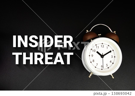 Insider Threat text with alarm clock on black background Insider Threat text with alarm clock on black background 138693042