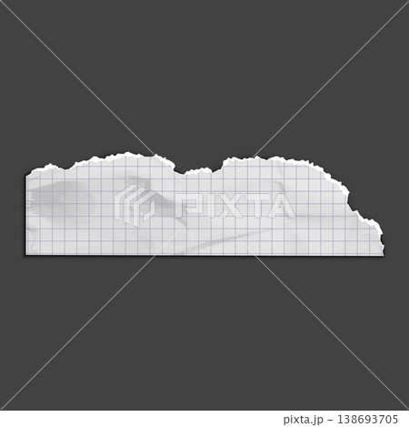 A torn corner, a piece of squared notebook paper, with a wrinkled texture and a jagged top edge. A torn corner, a piece of squared notebook paper, with a wrinkled texture and a jagged top edge. 138693705