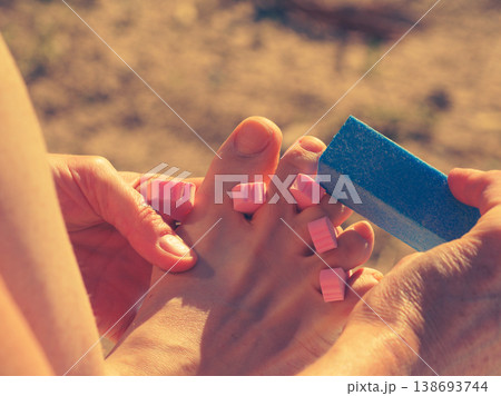 Woman pedicure outdoor 138693744