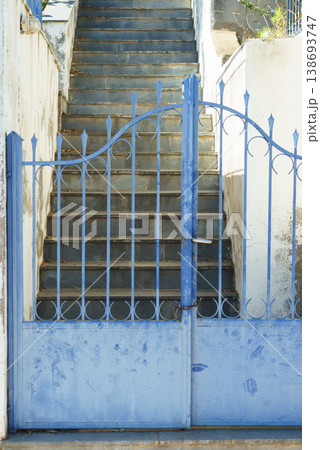 Blue fence outdoor 138693747