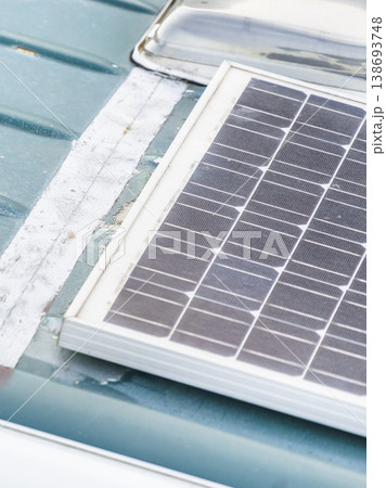 Solar panels on van car top 138693748