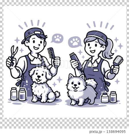 Dog Grooming Salon Workers with Cute Pets Dog Grooming Salon Workers with Cute Pets 138694095