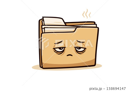 Tired Office Folder Character with Sleepy Face Tired Office Folder Character with Sleepy Face 138694147