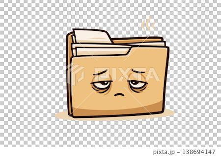 Tired Office Folder Character with Sleepy Face Tired Office Folder Character with Sleepy Face 138694147