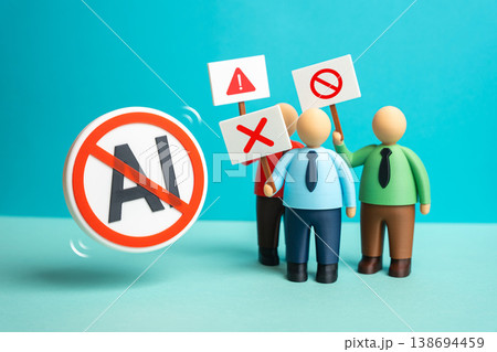 Office workers on strike against AI protest automation risks. Fear of replacement grows. Labor resistance highlights workforce concerns and challenges of artificial intelligence integration. Office workers on strike against AI protest automation risks. Fear of replacement grows. Labor resistance highlights workforce concerns and challenges of artificial intelligence integration. 138694459