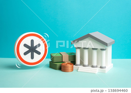 Asterisk terms and conditions with a bank reveal hidden clauses. Disclaimers affect contracts and penalties. Transparency issues highlight risks in financial agreements and customer trust. 138694460