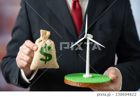Investing in green renewable energy. Return on investment. Sustainable finance drives growth and innovation. Clean energy projects attract capital and support long term environmental goals. 138694622
