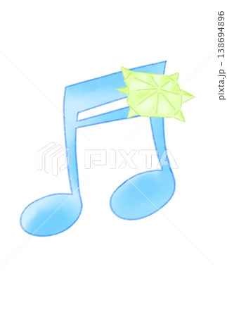 折り紙で作ったカメが付いた音符 折り紙で作ったカメが付いた音符 138694896
