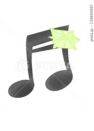 折り紙で作ったカメが付いた音符 138694897
