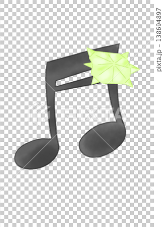 折り紙で作ったカメが付いた音符 138694897