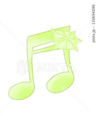 折り紙で作ったカメが付いた音符 138694899