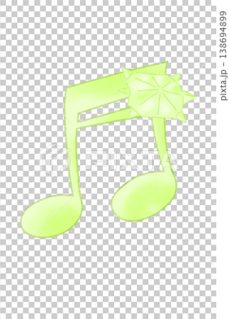 A musical note with a turtle made from origami attached. 138694899