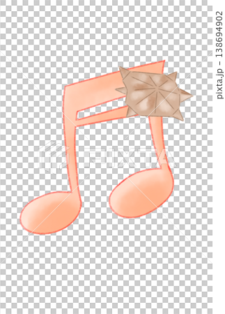 A musical note with a turtle made from origami attached. A musical note with a turtle made from origami attached. 138694902