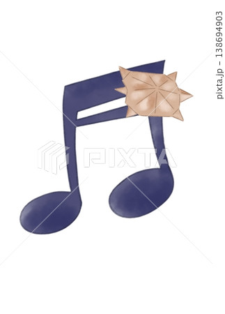 折り紙で作ったカメが付いた音符 折り紙で作ったカメが付いた音符 138694903