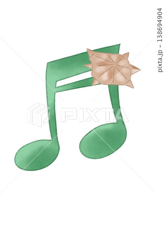折り紙で作ったカメが付いた音符 折り紙で作ったカメが付いた音符 138694904
