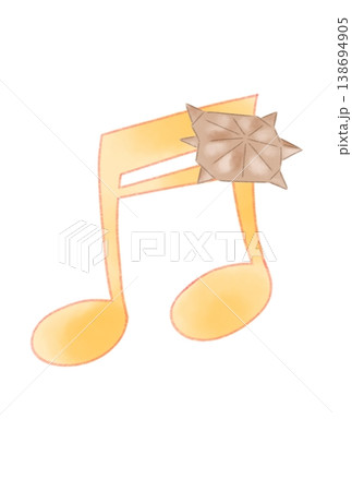 折り紙で作ったカメが付いた音符 138694905