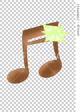 一個音符，上面附著一隻用摺紙做成的烏龜。 138694917