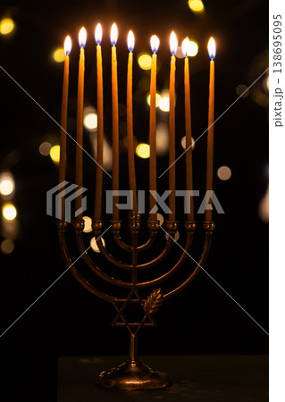 hanukkah Menorah - Candles With Glittering And David Stars hanukkah Menorah - Candles With Glittering And David Stars 138695095