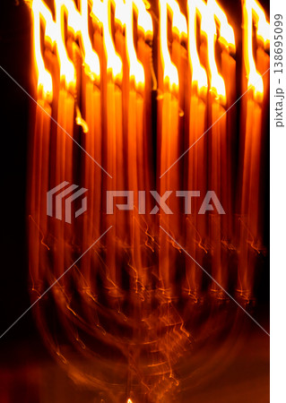 hanukkah Menorah - Candles With Glittering And David Stars hanukkah Menorah - Candles With Glittering And David Stars 138695099