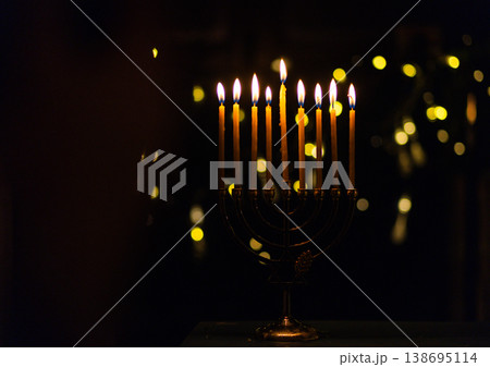 hanukkah Menorah - Candles With Glittering And David Stars hanukkah Menorah - Candles With Glittering And David Stars 138695114