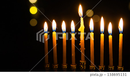 hanukkah Menorah - Candles With Glittering And David Stars hanukkah Menorah - Candles With Glittering And David Stars 138695131