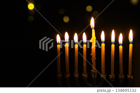 hanukkah Menorah - Candles With Glittering And David Stars hanukkah Menorah - Candles With Glittering And David Stars 138695132