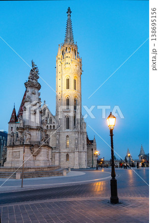 the Matthias Church in Budapest at blue hour Hungary Europe the Matthias Church in Budapest at blue hour Hungary Europe 138695156