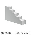 Minimal vector 3D staircase with steps. Side view geometric stair design in grey gradient tones. 138695376