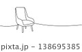 Minimal accent chair with tall backrest in clean line illustration. Elegant silhouette with simple form 138695385